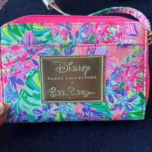 Lilly Pulitzer Disney Floral Wristlet in Pink and Green